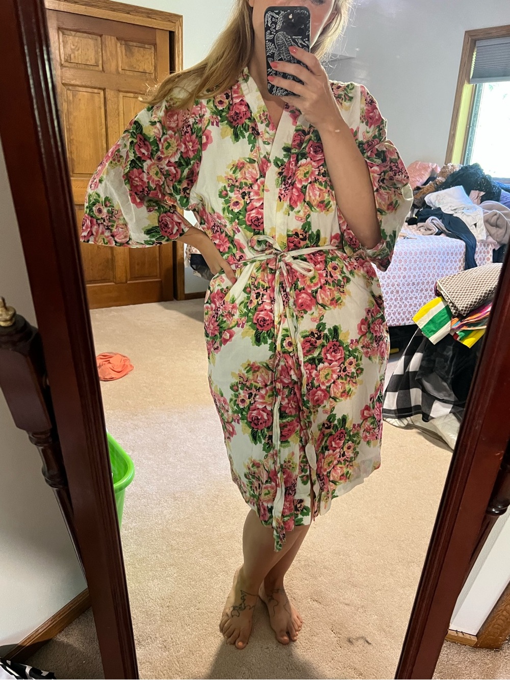 Handmade Floral Cotton Robe size small/medium